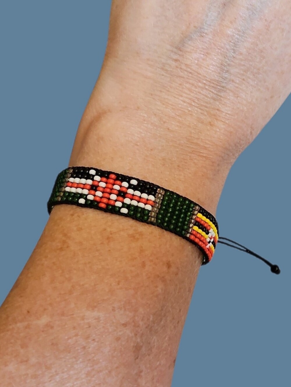 Handmade African Flags Seed Beaded Macrame Unisex Bracelet